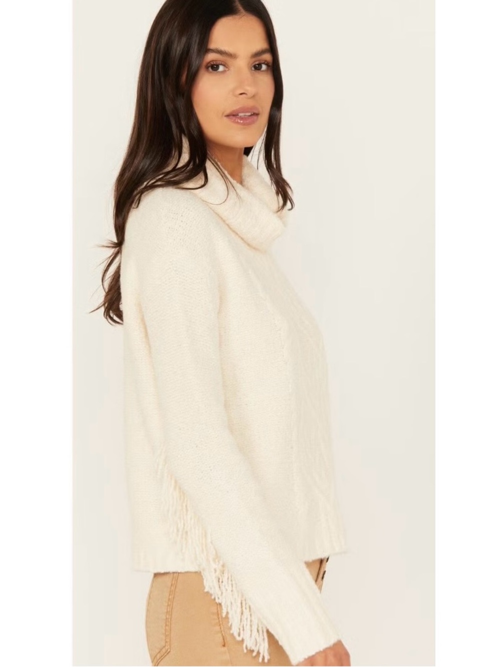 Shyanne Cable Fringe Sweater Large